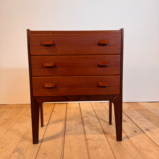 Danish teak nightstand with three drawers, 1960s