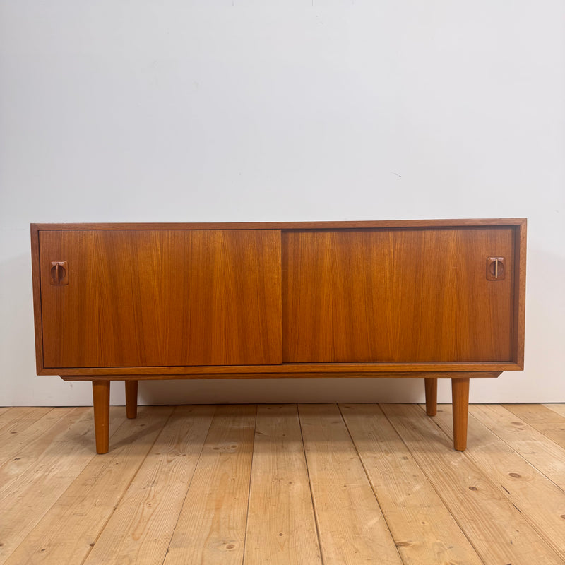Sideboard in teak con porta dischi interno, Danimarca 1960