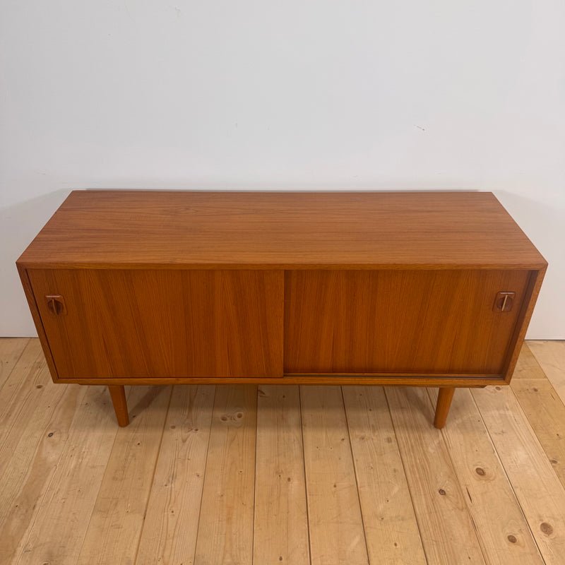 Sideboard in teak con porta dischi interno, Danimarca 1960