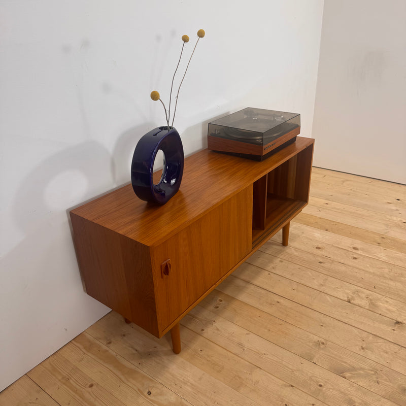 Sideboard in teak con porta dischi interno, Danimarca 1960
