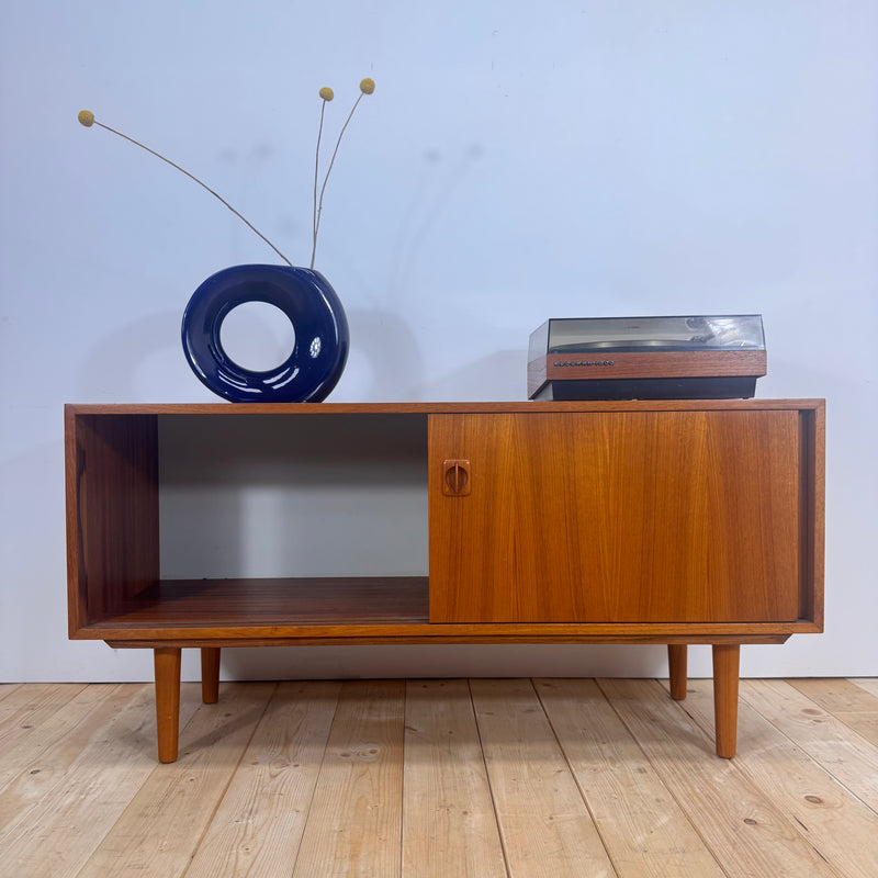 Sideboard in teak con porta dischi interno, Danimarca 1960