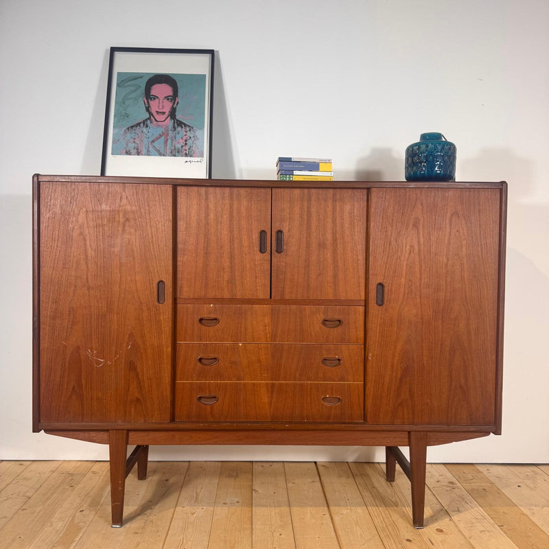 Sideboard danese alta in teak, anni '60