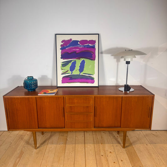 Sideboard danese a quattro cassetti in teak, anni ’60