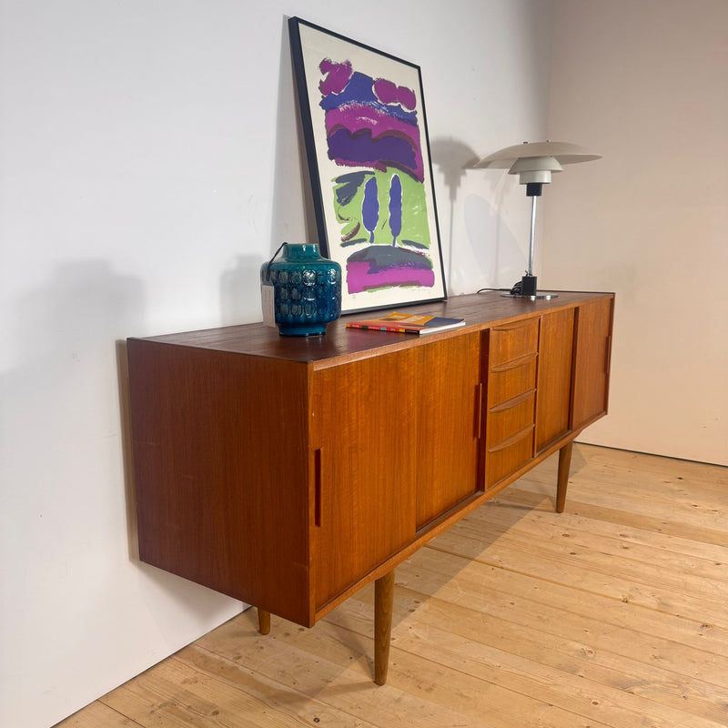 Sideboard danese a quattro cassetti in teak, anni ’60