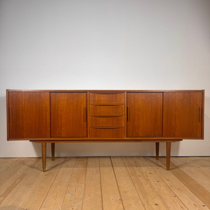 Sideboard danese a quattro cassetti in teak, anni ’60