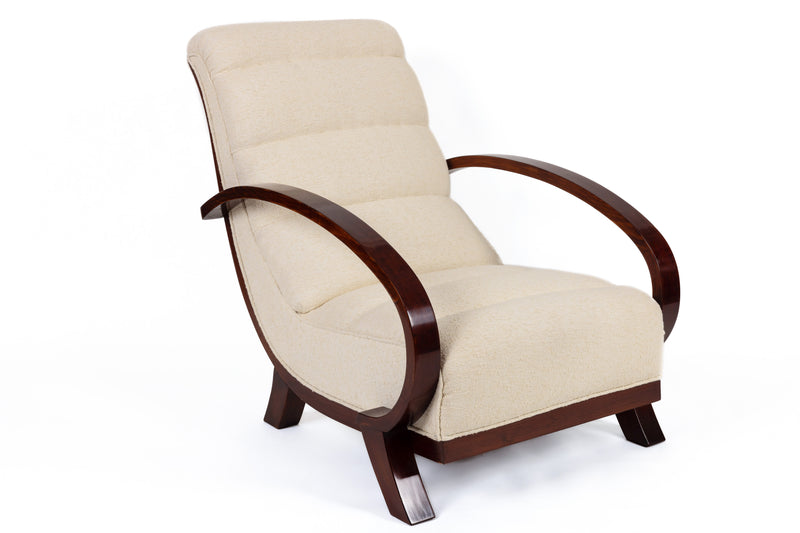 Vintage armchair, Sweden 1930s, Nobilis linen bouclé fabric