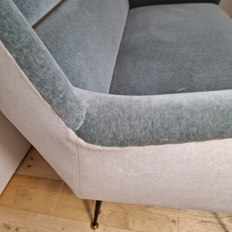 Divano Due Posti Minotti per Gigi Radice in Velluto Kvadrat Bicolor – Italia 1955