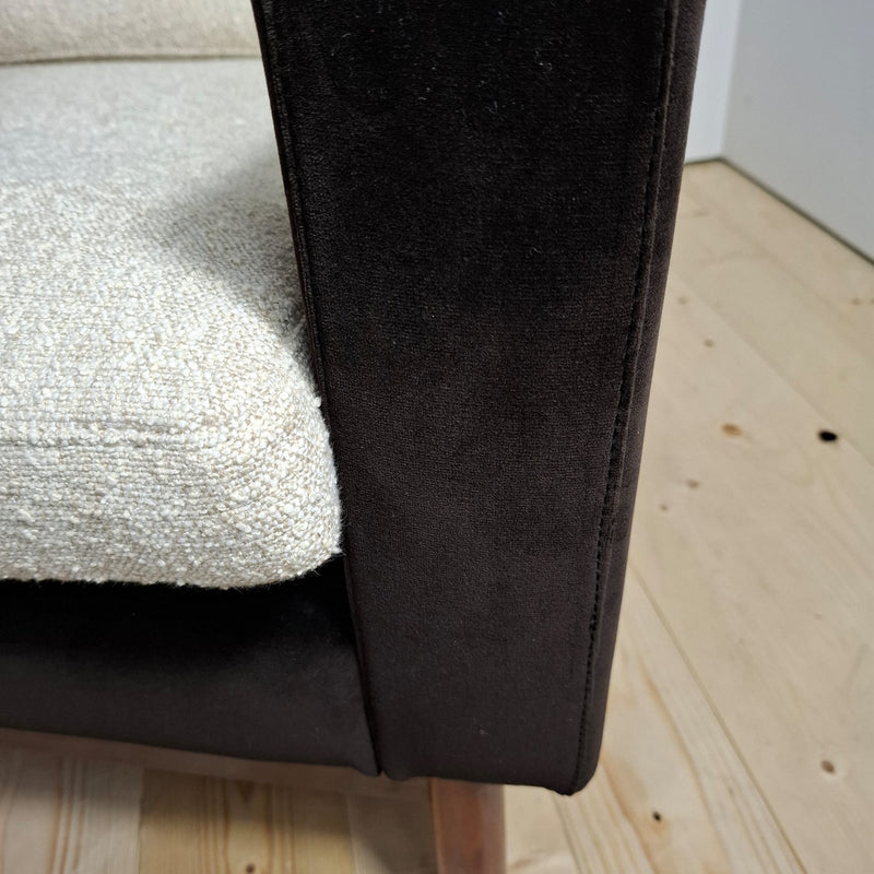 Coppia di Poltrone Vintage Rivestite in Velluto Hermès e Bouclé di Lino – Mid-Century Modern