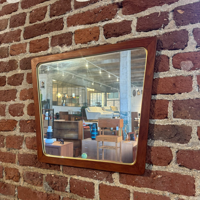 Trapezoidal mirror with teak frame, Denmark 1960