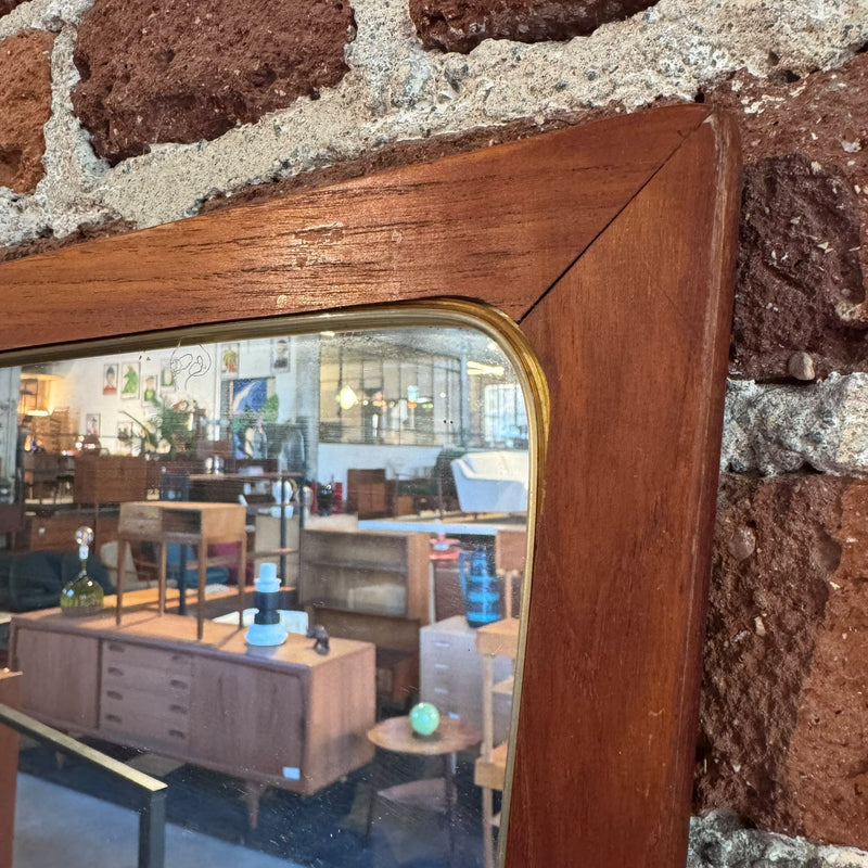 Trapezoidal mirror with teak frame, Denmark 1960