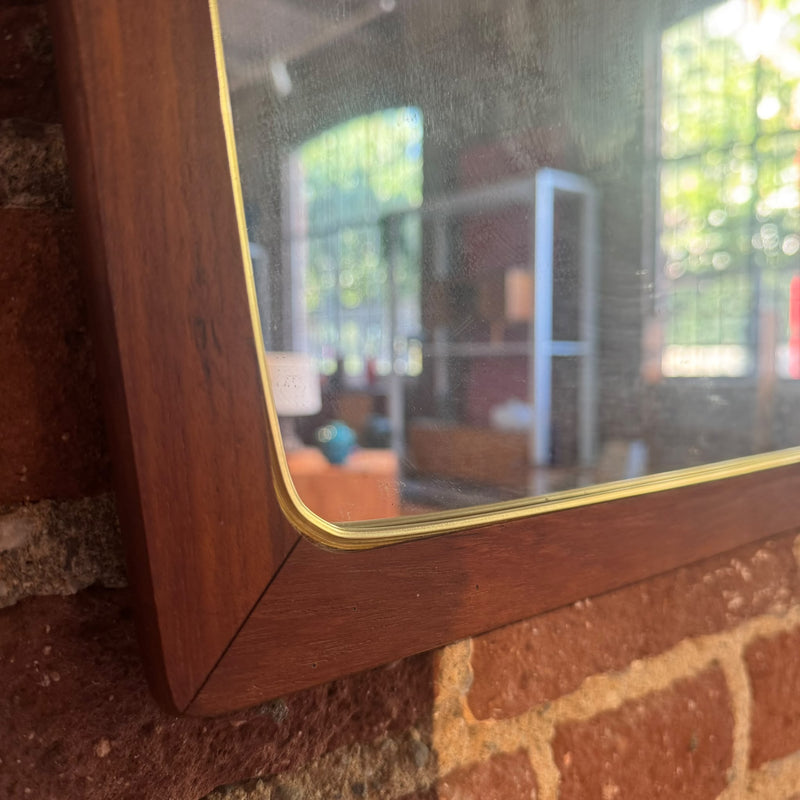 Trapezoidal mirror with teak frame, Denmark 1960
