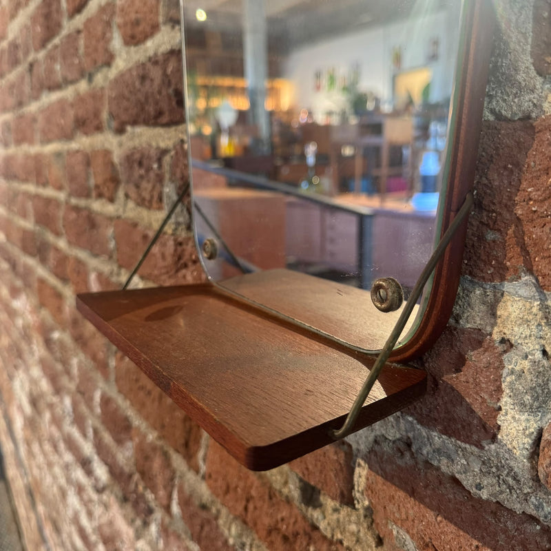 Teak mirror with shelf, 1960s