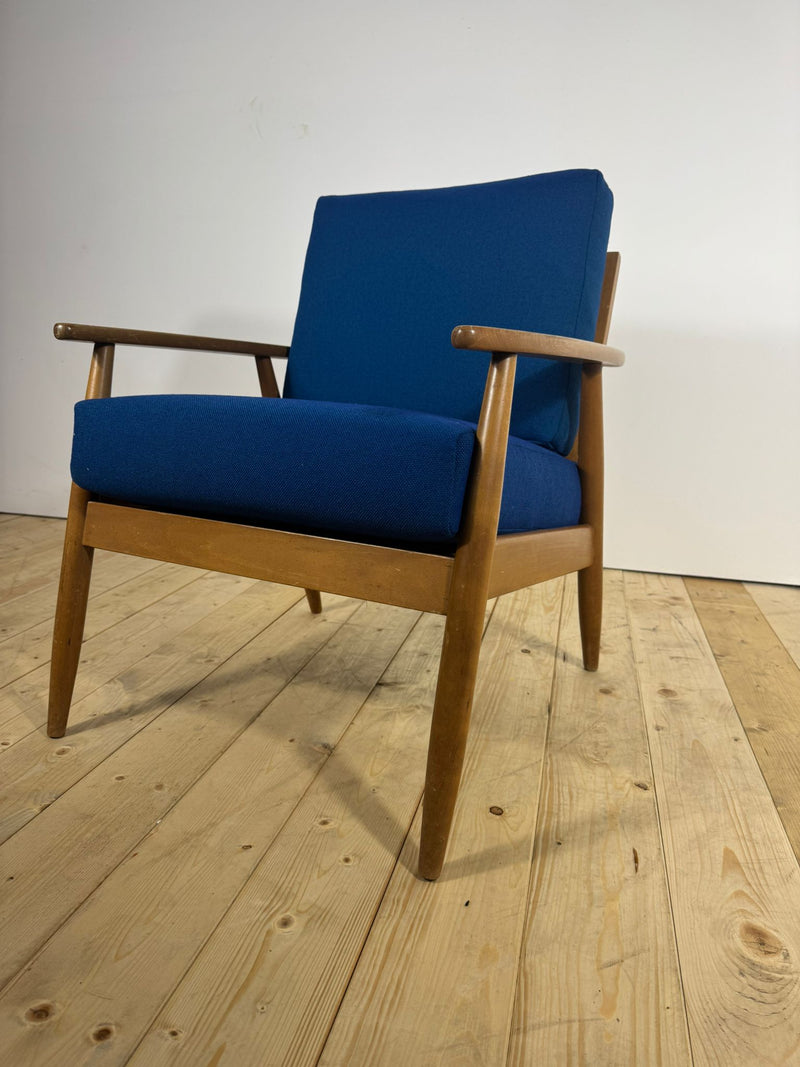 Poltrona Danese Anni ’60 – Seduta Mid-Century in Teak e Tessuto