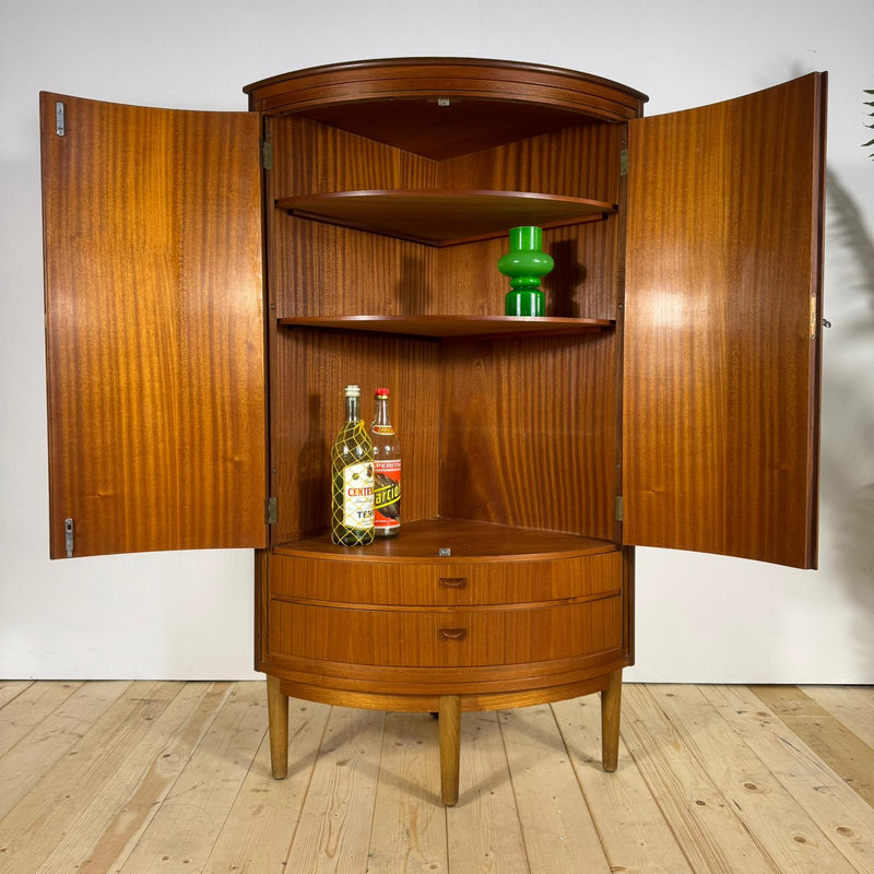 Mobile Angolare Mid-Century Modern in Teak con Ante