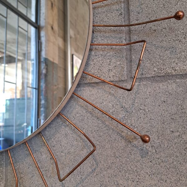 Specchio con cornice in ottone, Danimarca 1960