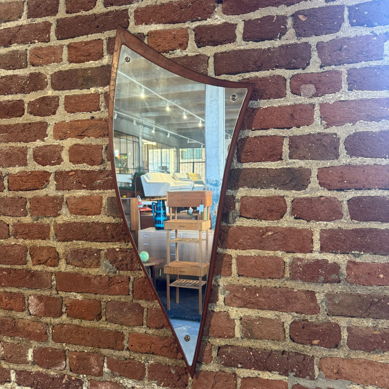 Irregularly shaped mirror with teak base, Denmark 1960s