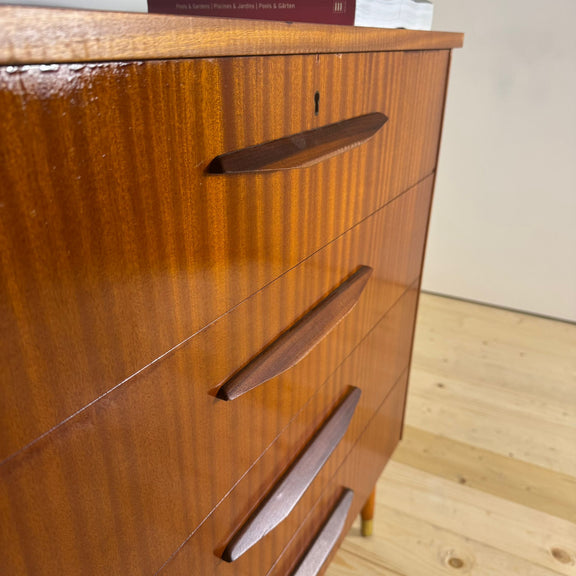 cassettiera danese teak 4 cassetti mid century