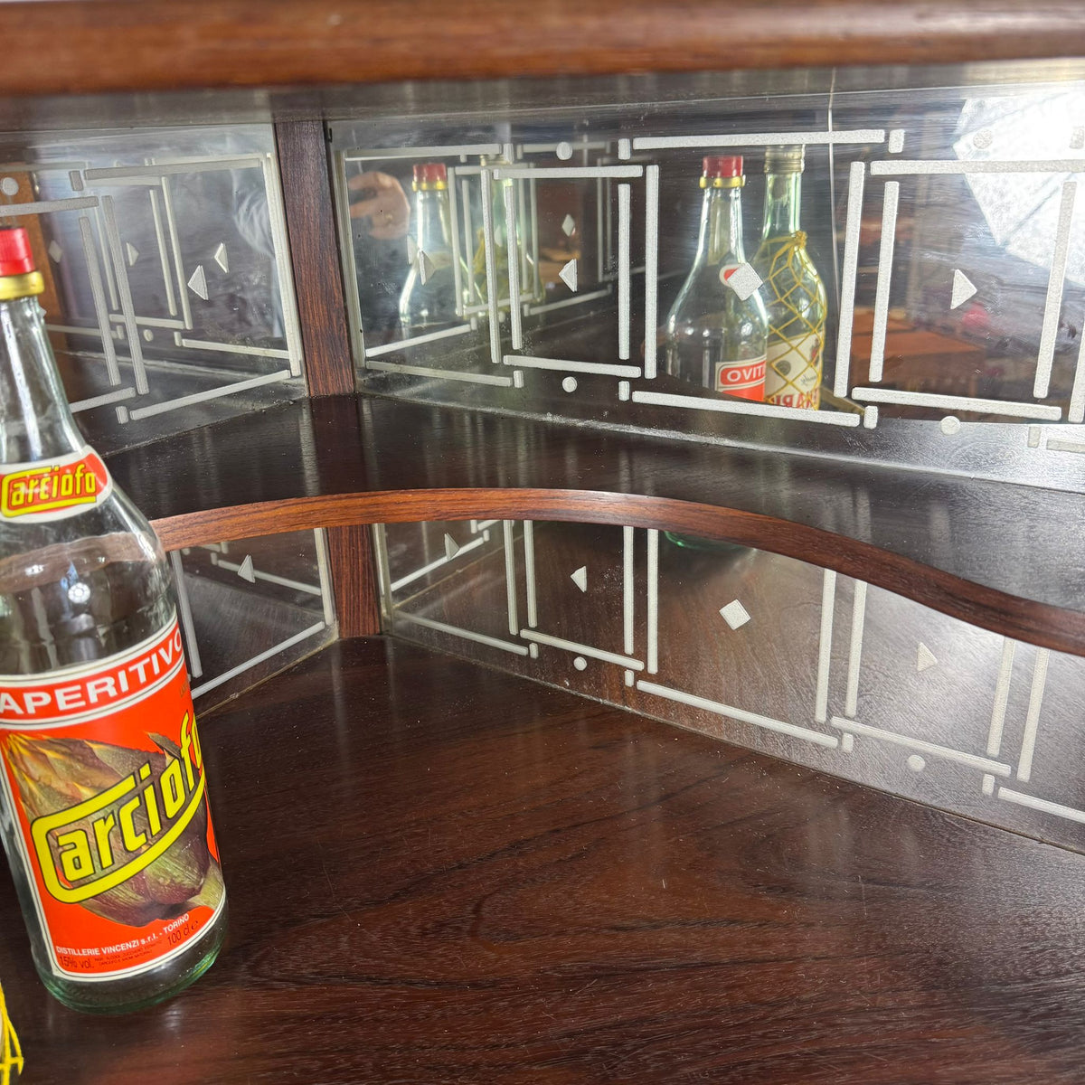 Mobile Bar Angolare Mid-Century Modern in Palissandro