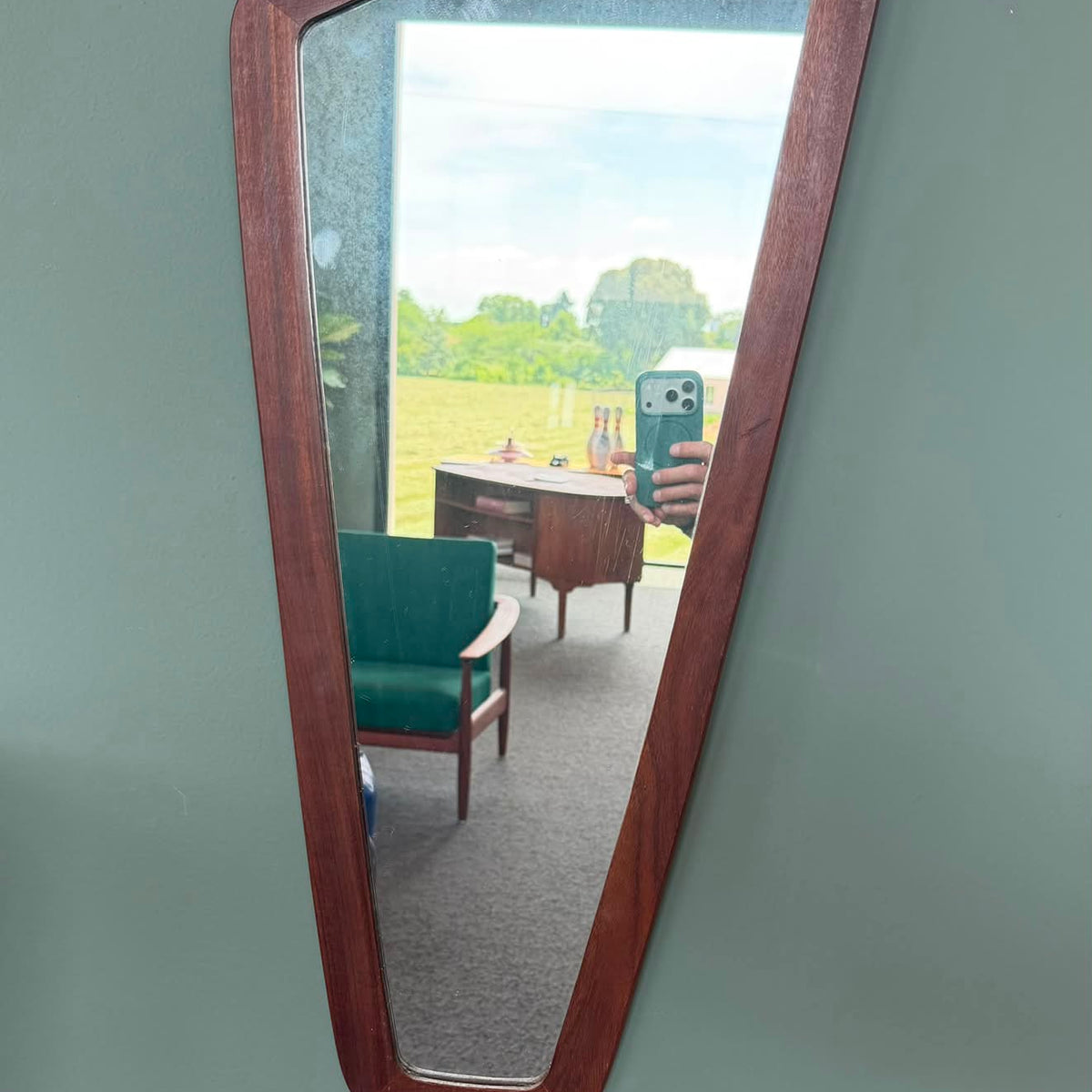 Danish organic-shaped teak mirror, 1960