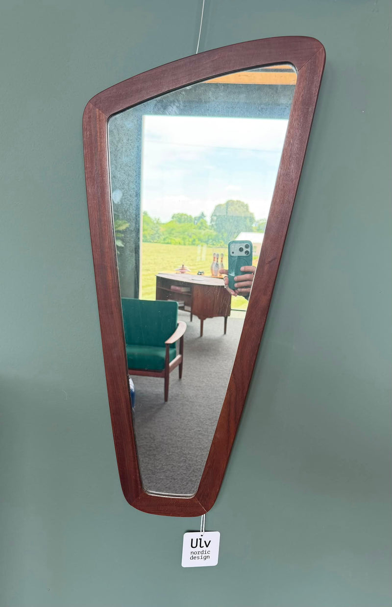 Danish organic-shaped teak mirror, 1960