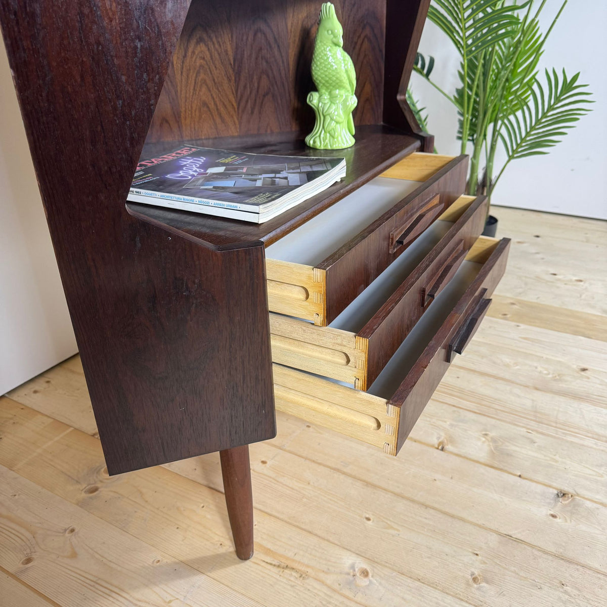 Mobile Bar Angolare Mid-Century Modern in Palissandro