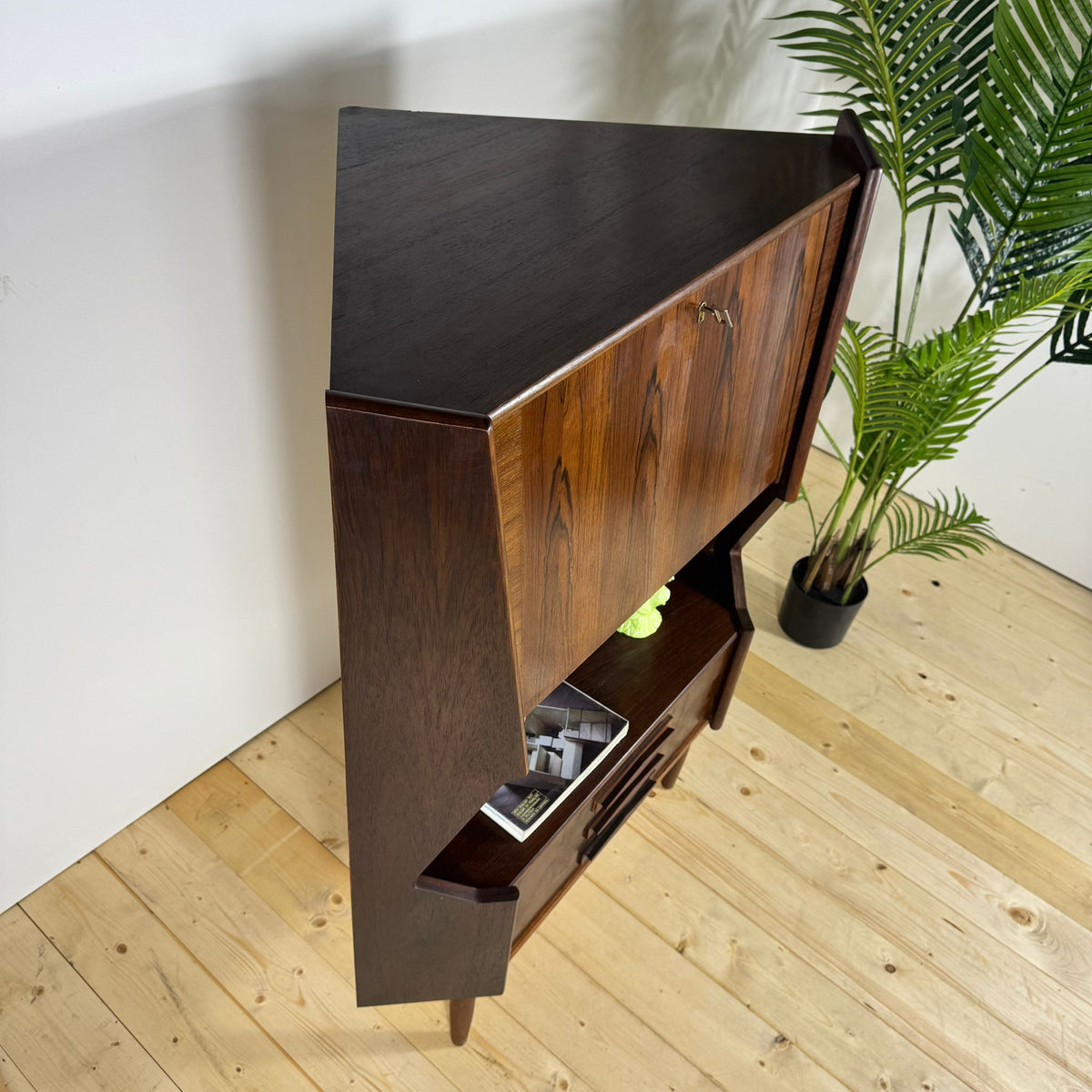 Mobile Bar Angolare Mid-Century Modern in Palissandro