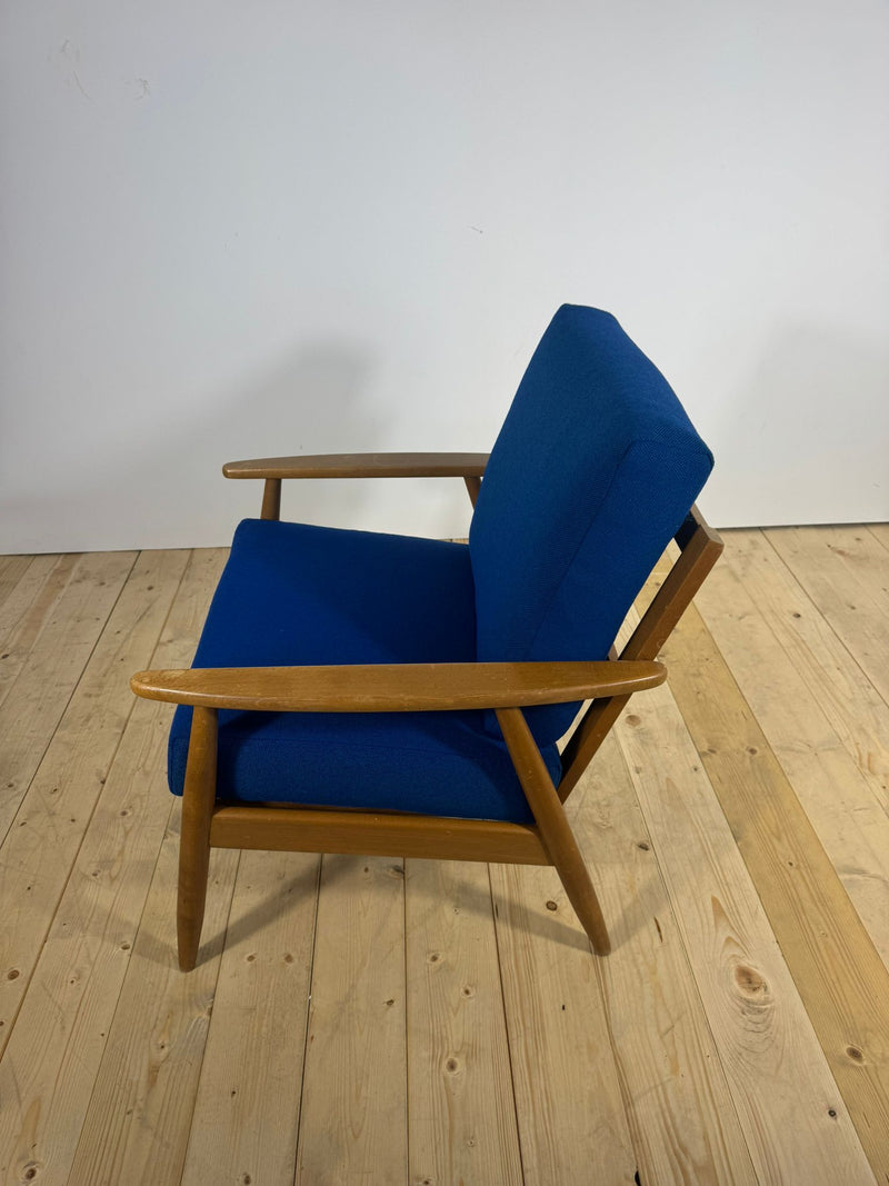 Poltrona Danese Anni ’60 – Seduta Mid-Century in Teak e Tessuto