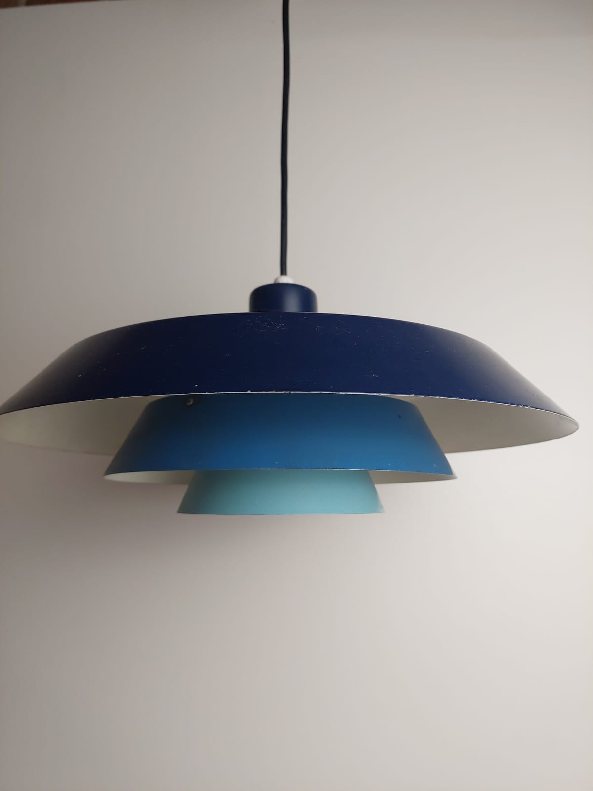 lampadario design danese anni 60 metallo blu