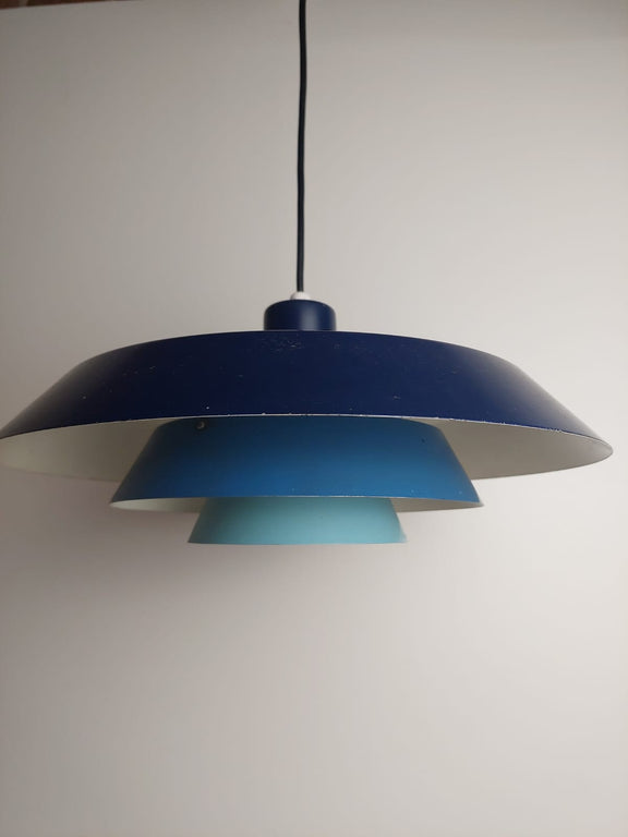 lampadario design danese anni 60 metallo blu