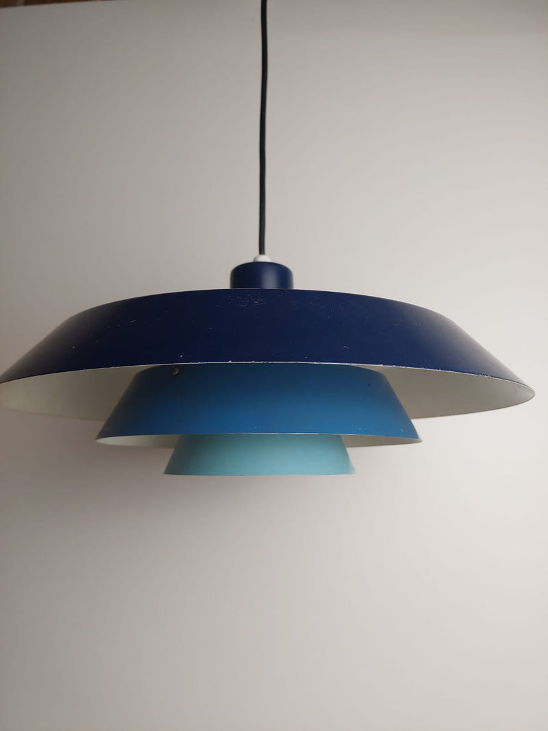 lampadario design danese anni 60 metallo blu