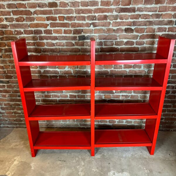 libreria modulare plastica rossa artemide vintage