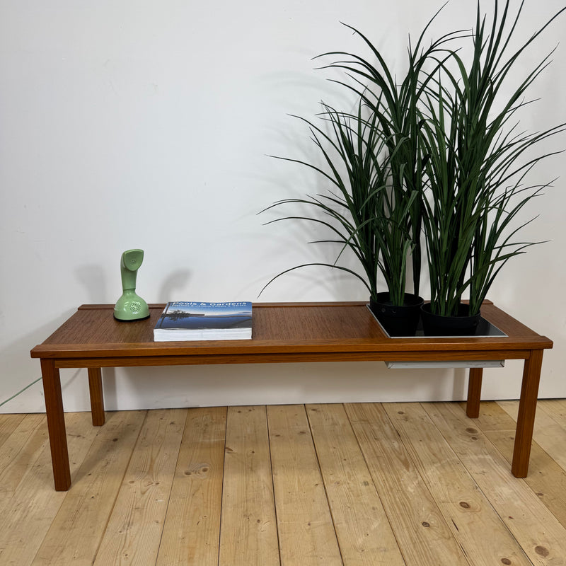 Tavolino da caffè scandinavo con portapiante in teak, 1960