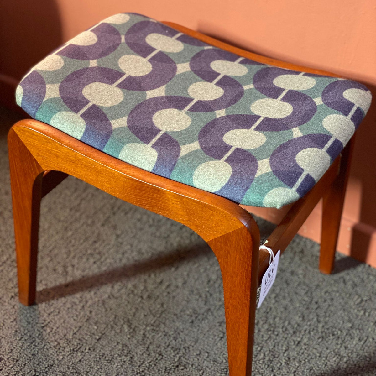 poggiapiedi teak danimarca vintage pura lana