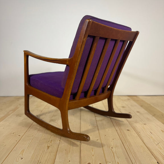 poltrona teak massello rocking chair anni 60