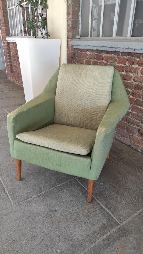 sedia lounge danese legno chiaro verde originale
