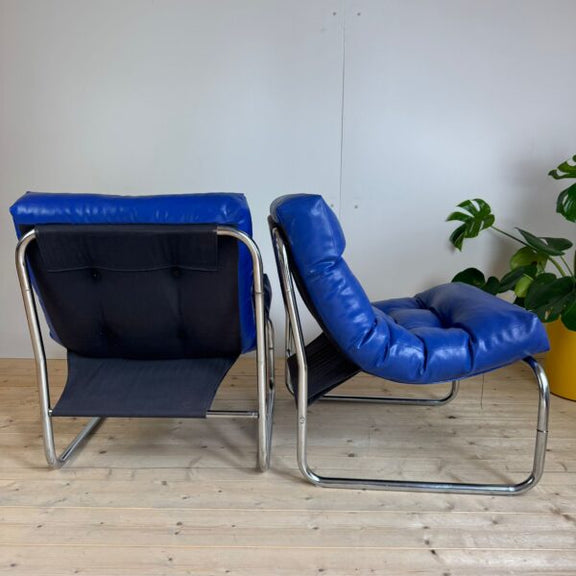 sedie lounge ikea 1970 pixi ecopelle blu