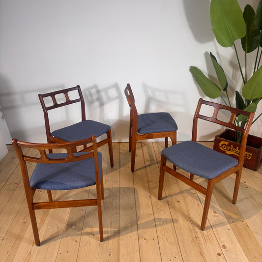 Set di 4 sedie da pranzo danesi in teak, anni ’60