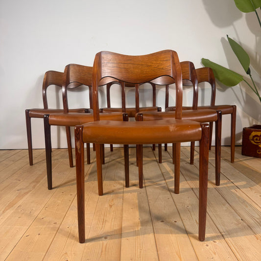 Set di 6 sedie Model 71 di Niels Otto Møller, anni ’60