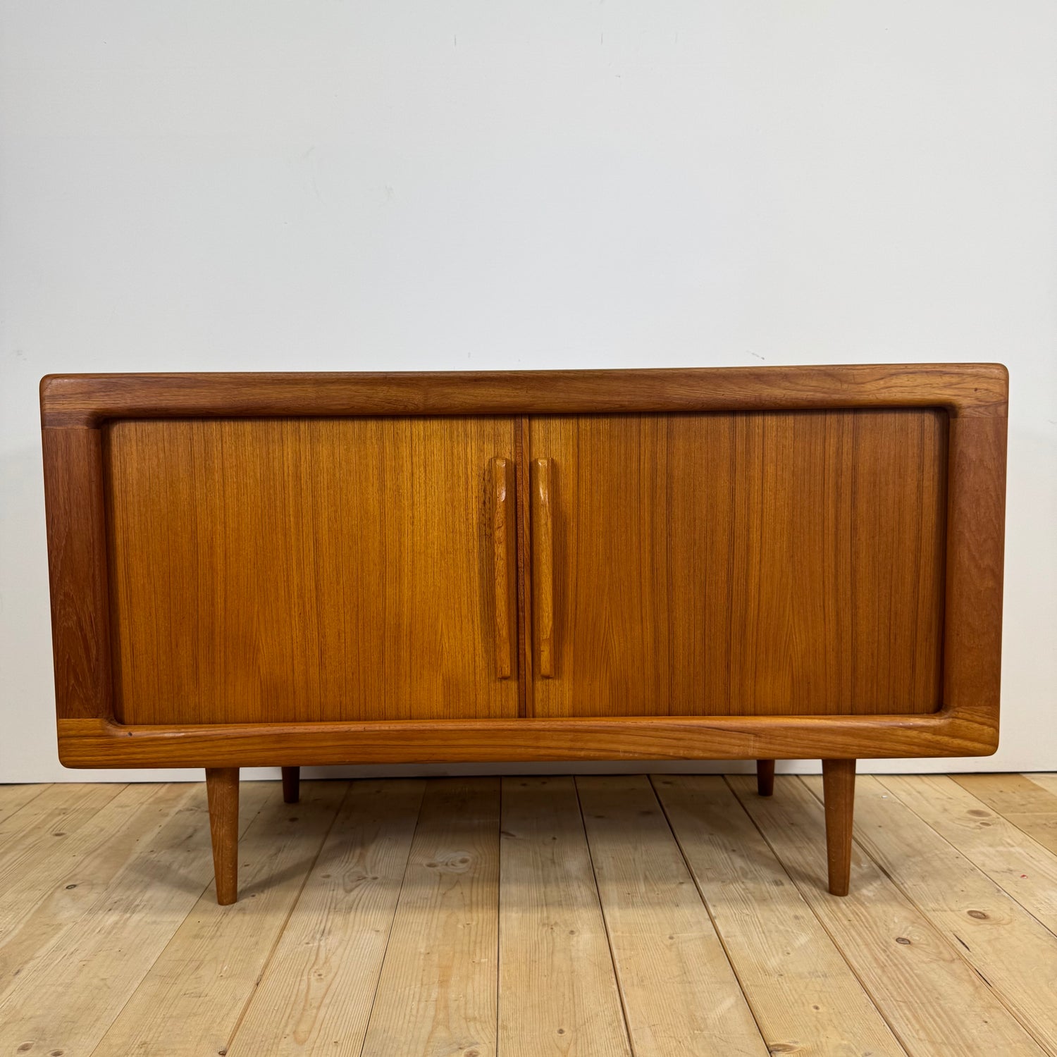 Dyrlund teak sideboard with disappearing doors and internal drawers, Denmark 1960