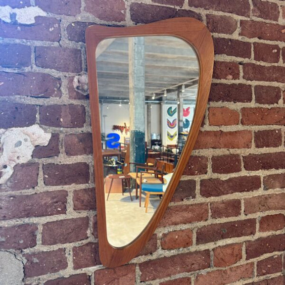 specchio irregolare vintage teak danimarca 1960