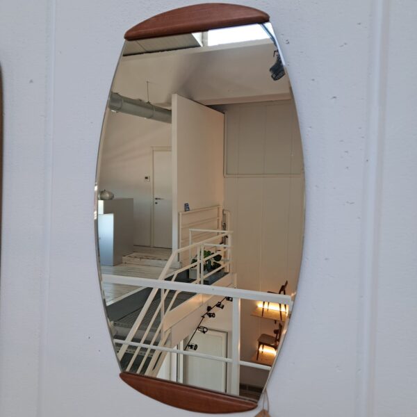 specchio ovale cornice teak vintage danimarca