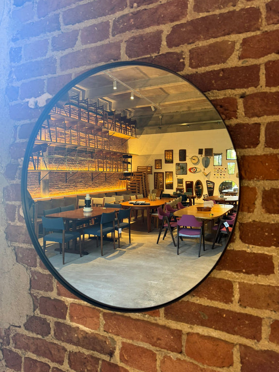 specchio rotondo cornice nera metallo vintage