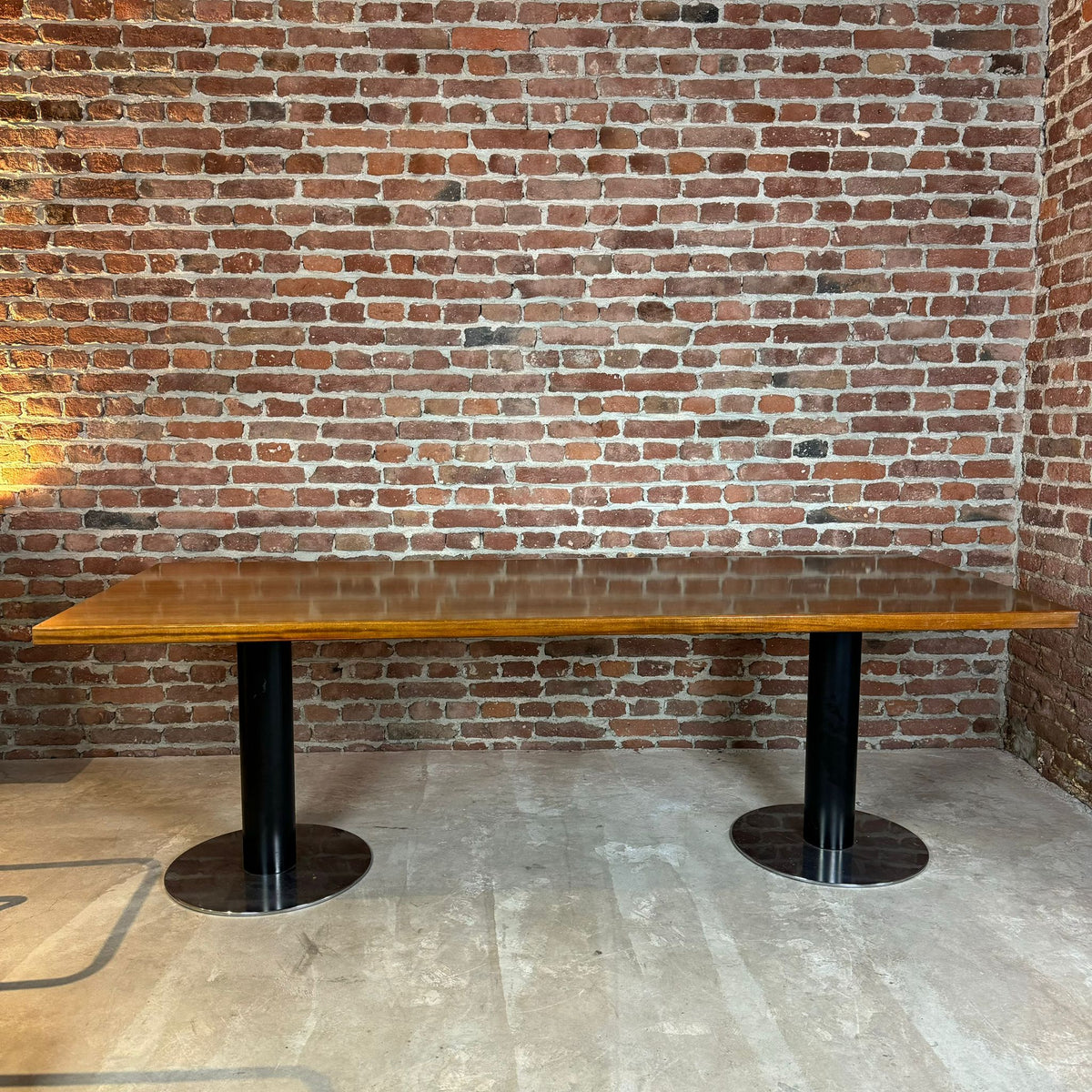 tavolo pranzo legno metallo italia 1970 grande