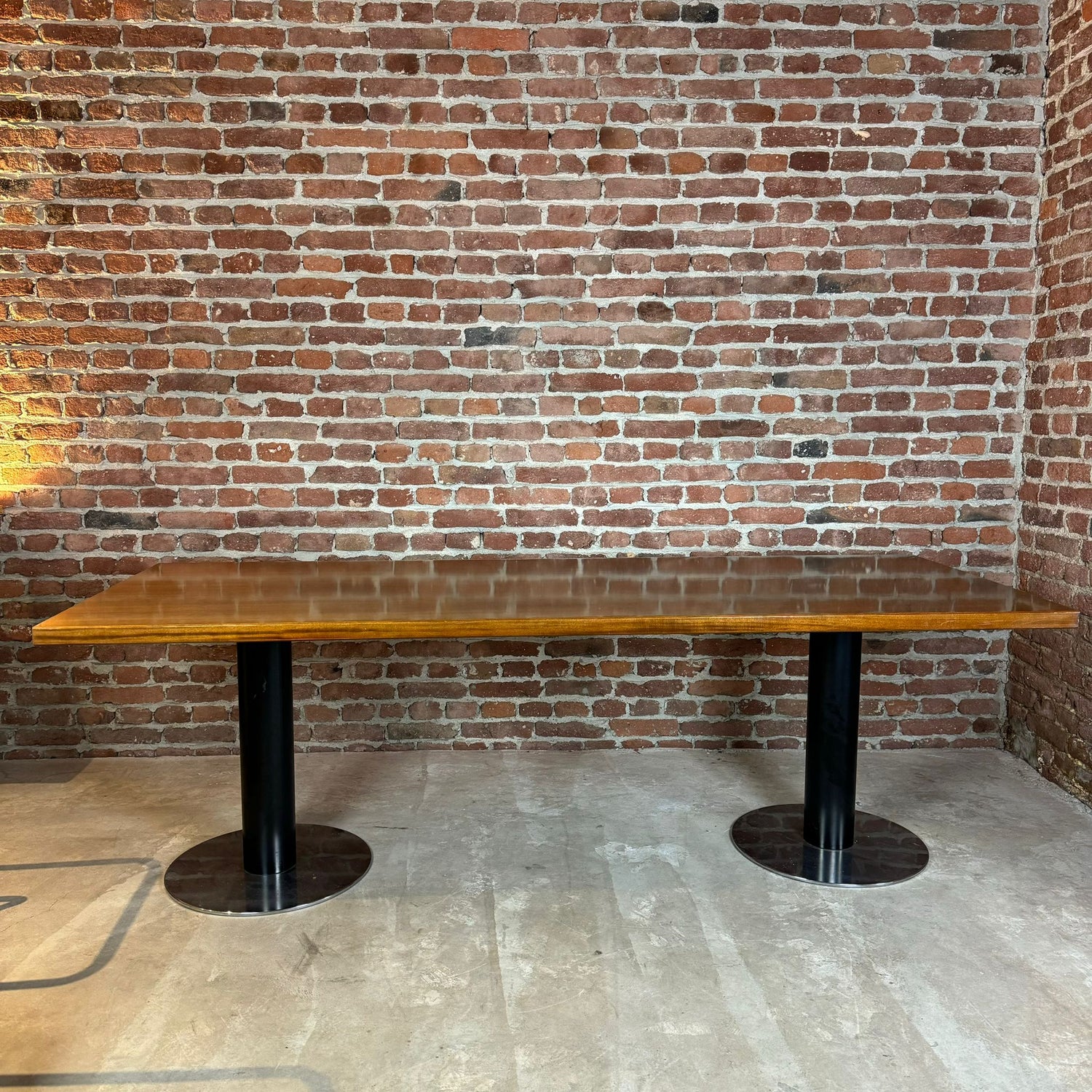 tavolo pranzo legno metallo italia 1970 grande