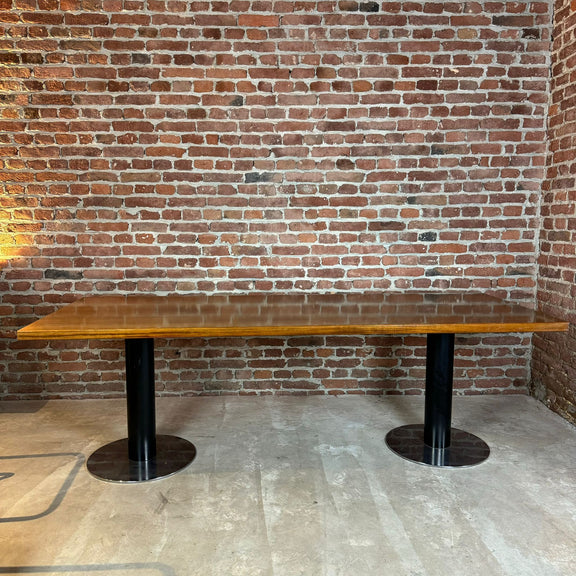 tavolo pranzo legno metallo italia 1970 grande