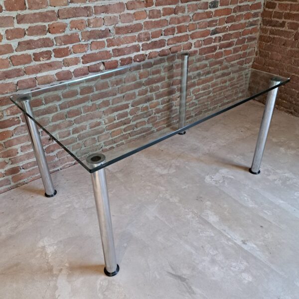 tavolo vetro e metallo zanotta vintage