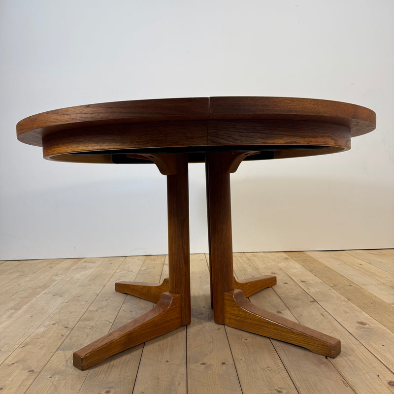 Tavolo da pranzo rotondo allungabile in teak, Danimarca 1960