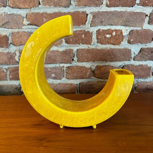 vaso geometrico ceramica giallo italia 1960