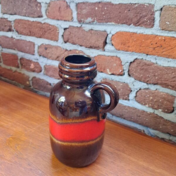 vaso in terracotta smaltata rosso marrone anni 70