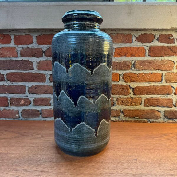 vaso west germany ceramica vintage alto 47cm blu